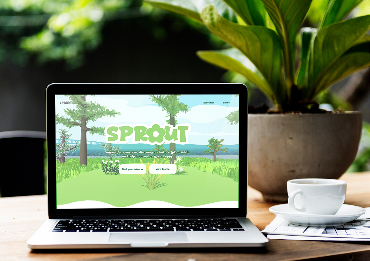 Sprout website on a laptop outdoors